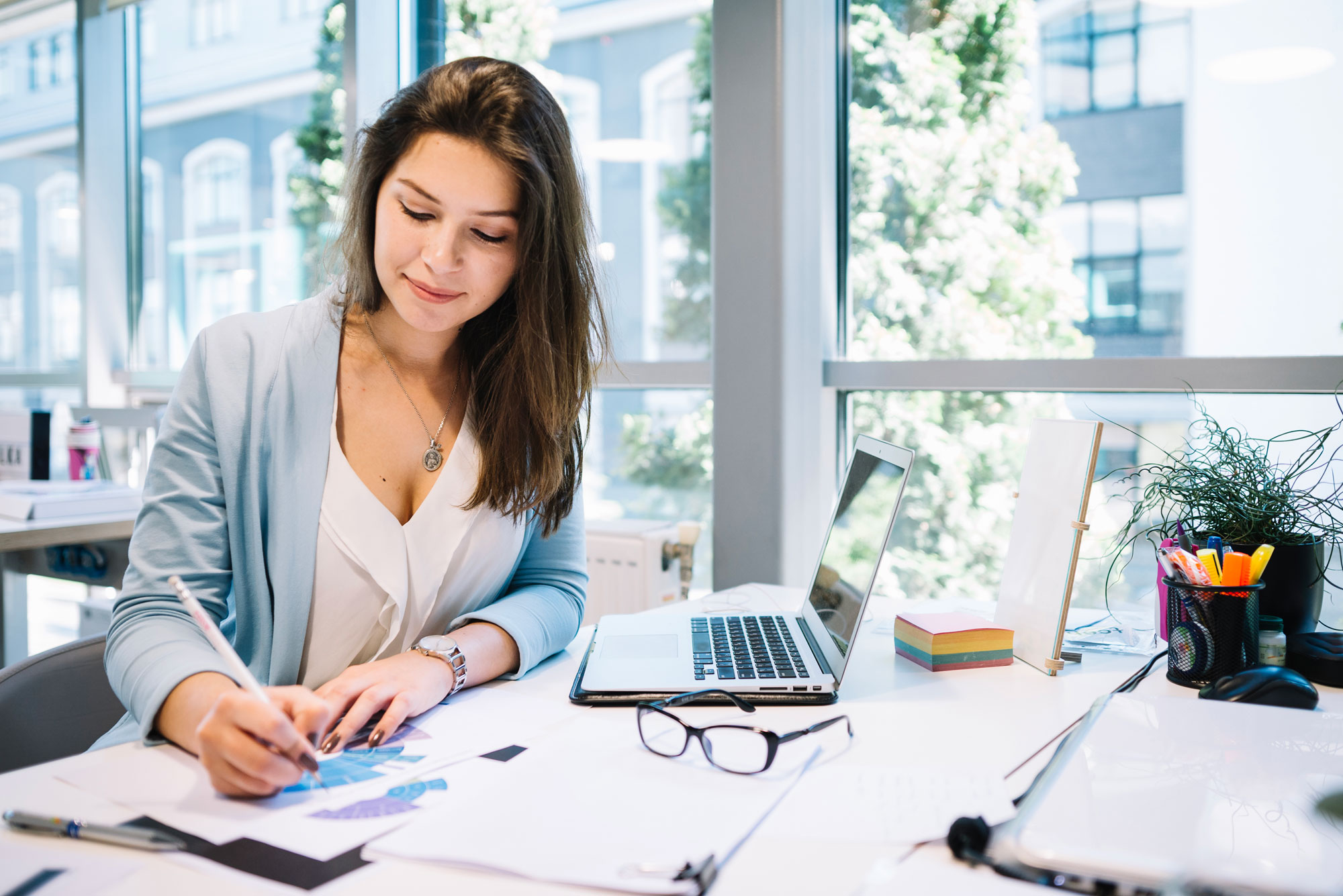 Girl on a computer